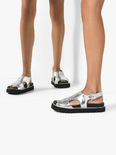 Shop Plan C Silver Cutout Sandals