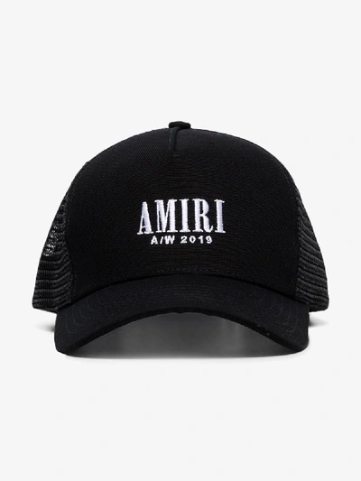 Shop Amiri Black Mesh Back Logo Cap