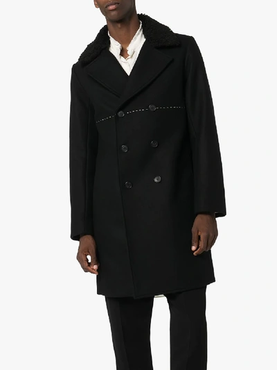 Shop Dashiel Brahmann Double-breasted Wool Coat In Black