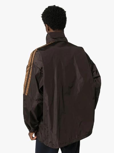 Shop Balenciaga Logo Windbreaker Jacket In Brown