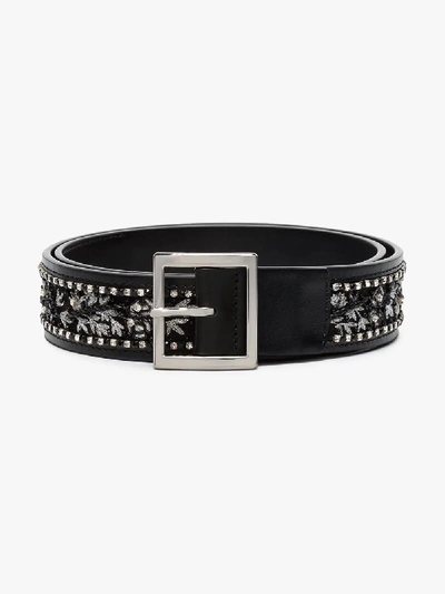 Shop Amiri Black Embellished Leather Belt