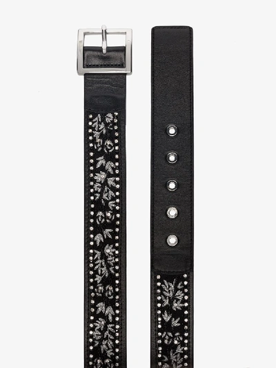 Shop Amiri Black Embellished Leather Belt