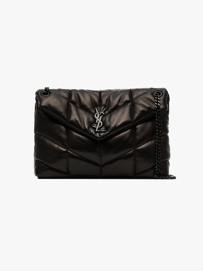 Shop Saint Laurent Black Loulou Puffer Quilted Shoulder Bag