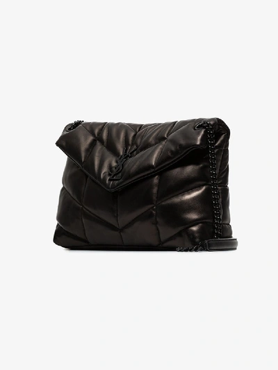 Shop Saint Laurent Black Loulou Puffer Quilted Shoulder Bag