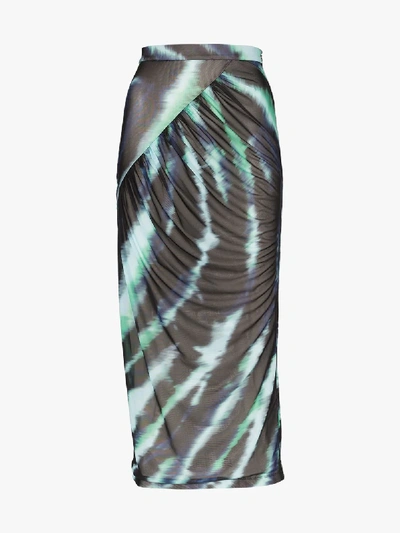 Shop House Of Holland Tie-dye Midi Skirt In Green