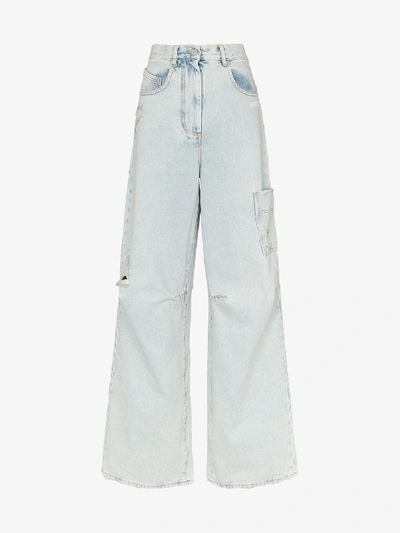 Shop Off-white Skater Style Distressed Jeans In Blue
