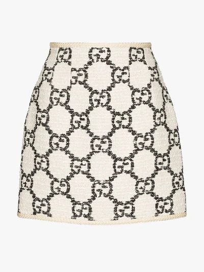 Shop Gucci Gg Tweed Mini Skirt In White