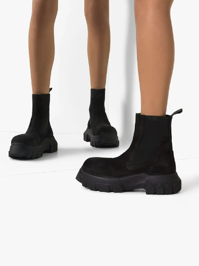 Shop Rick Owens Black Bozo Beatles Leather Ankle Boots
