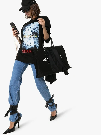 Shop Versace Donatella Print Cotton Sweatshirt In Black