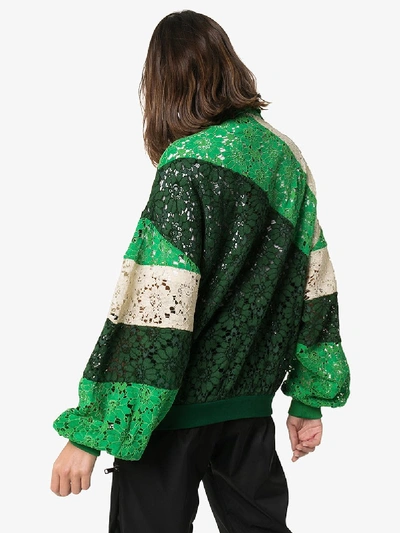 Shop Gucci Lace Colour Block Track Jacket In Green