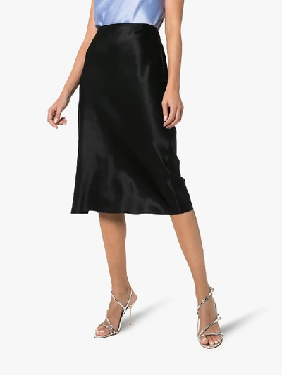 Shop Joseph Frances Silk Satin Pencil Skirt In Black