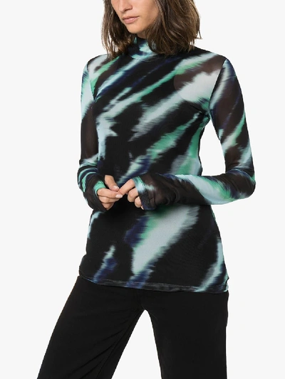 Shop House Of Holland Tie-dye Long Sleeve Top In Green
