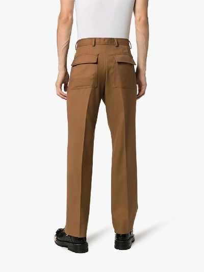 Shop Burberry Tailored Mid-rise Wool Trousers In Brown