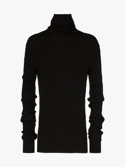 Shop Ann Demeulemeester Roll Neck Wool Sweater In Black