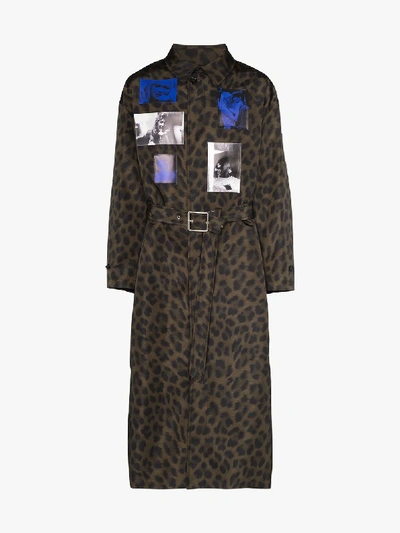 Shop Raf Simons Leopard Print Photographic Overcoat In Green: