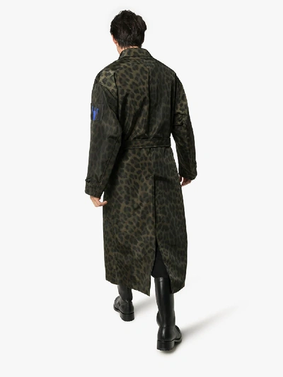 Shop Raf Simons Leopard Print Photographic Overcoat In Green: