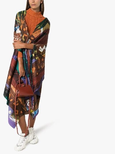 Shop Issey Miyake Pleats Please  Printed Plissé Pleated Cape In Multicolour