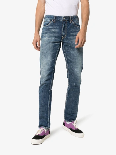 Shop Visvim Social Sculpture 03 Distressed Jeans In Blue: