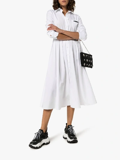 Shop Prada Hemdkleid Mit Falten In White