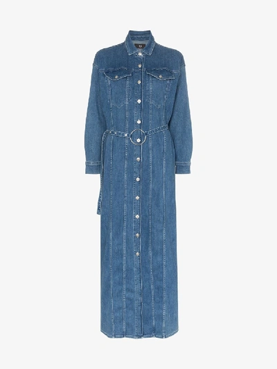 Shop 3x1 Tessa Belted Denim Maxi Dress In Blue