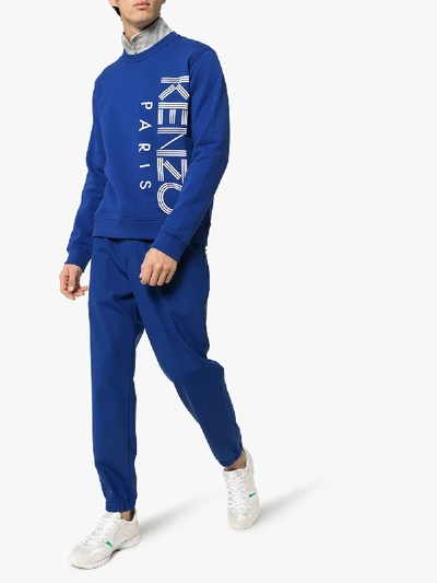 Shop Kenzo Sport Logo Cotton Sweatshirt In Blue