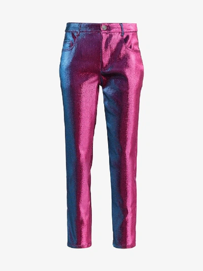 Shop Area Two Tone Straight Leg Trousers In Pink