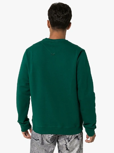 Shop Kenzo Logo Print Cotton Sweatshirt In Green