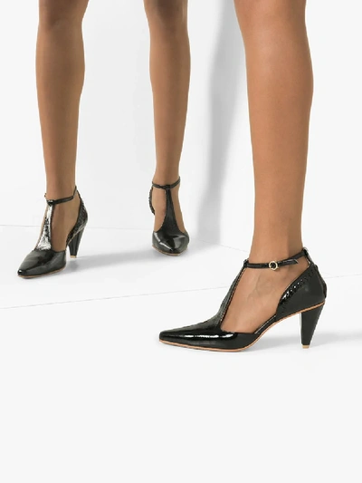 Shop Reike Nen Black 80 Patent Leather T-bar Pumps