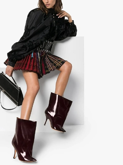 Shop Y/project Burgundy 110 Tubular Patent Leather Boots In Red