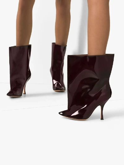 Shop Y/project Burgundy 110 Tubular Patent Leather Boots In Red