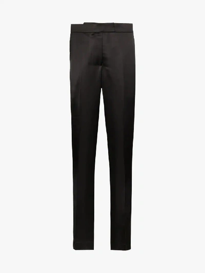 Shop Helmut Lang Satin Tuxedo Trousers In Black
