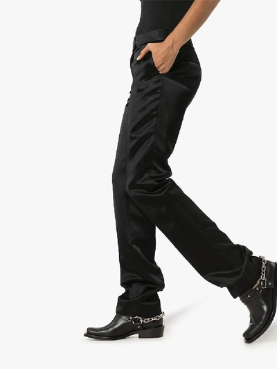 Shop Helmut Lang Satin Tuxedo Trousers In Black