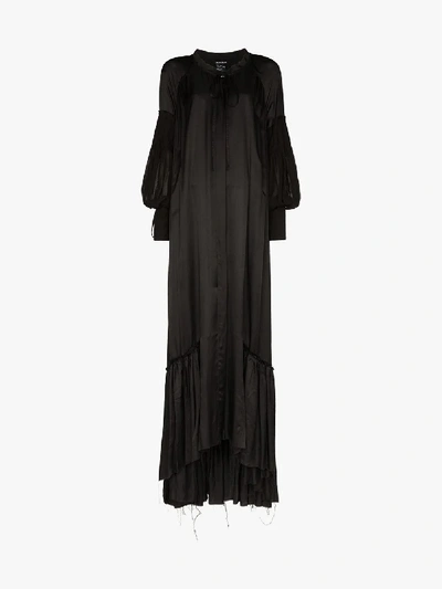 Shop Ann Demeulemeester Tie Waist Oversized Maxi Dress In Black