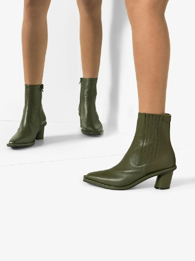 Shop Reike Nen Green Stitched 60 Leather Chelsea Boots
