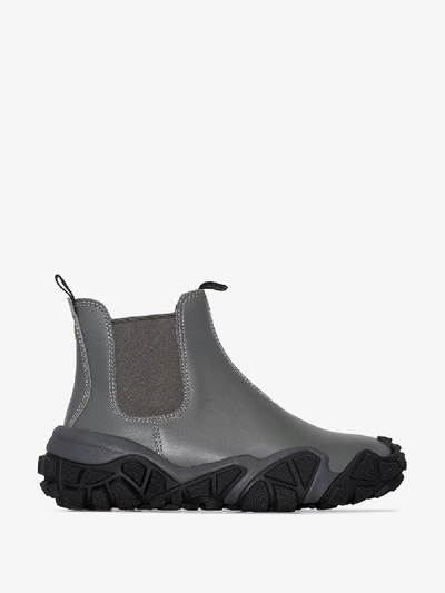 Shop Acne Studios Green Bladen Leather Ankle Boots