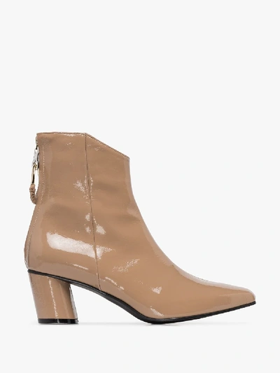 Shop Reike Nen Beige 60 Patent Leather Ankle Boots In Neutrals