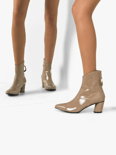 Shop Reike Nen Beige 60 Patent Leather Ankle Boots In Neutrals