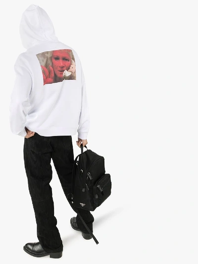 Shop Raf Simons Xanthophobic Embroidered Graphic Print Hoodie In White