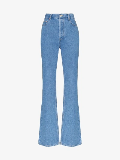 Shop Balenciaga High Waist Straight Leg Jeans In Blue