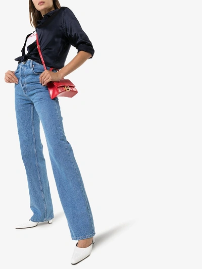 Shop Balenciaga High Waist Straight Leg Jeans In Blue