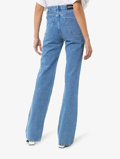 Shop Balenciaga High Waist Straight Leg Jeans In Blue