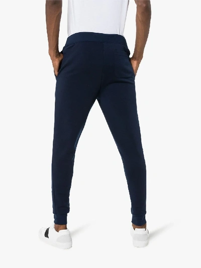 Shop Polo Ralph Lauren Logo Print Cotton Sweatpants In Blue