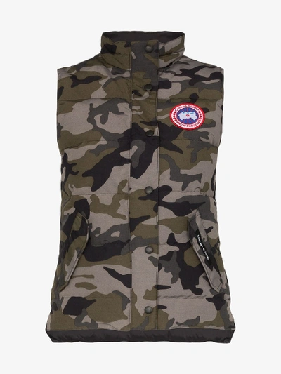 Shop Canada Goose Freestyle Camouflage Print Padded Vest In 831 Green