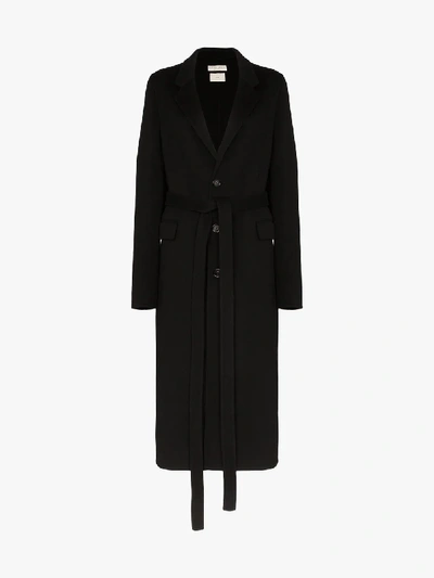 Shop Bottega Veneta Single-breasted Belted Wool Coat In Black
