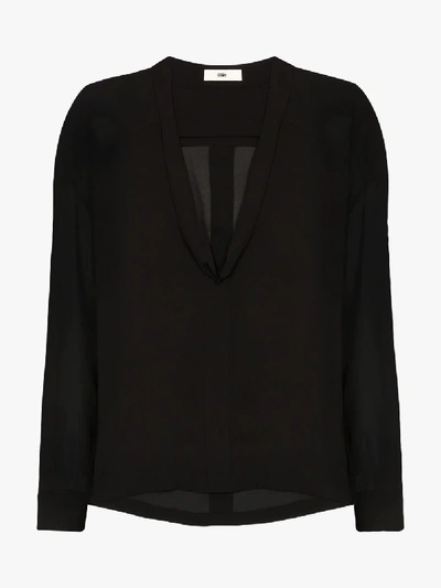 Shop 032c Cosmic Workshop V-neck Silk Blouse In Black