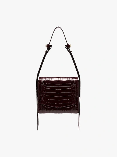 Shop Givenchy Burgundy Eden Small Mock Croc Shoulder Bag In Red