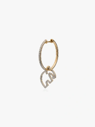Shop Yvonne Léon 18k Yellow Gold Elephant Diamond Hoop Earring In Metallic