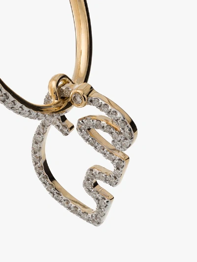 Shop Yvonne Léon 18k Yellow Gold Elephant Diamond Hoop Earring In Metallic