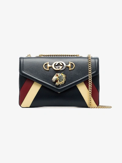 Shop Gucci Blue Rajah Stripe Leather Shoulder Bag