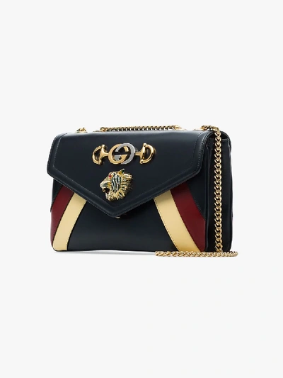 Shop Gucci Blue Rajah Stripe Leather Shoulder Bag